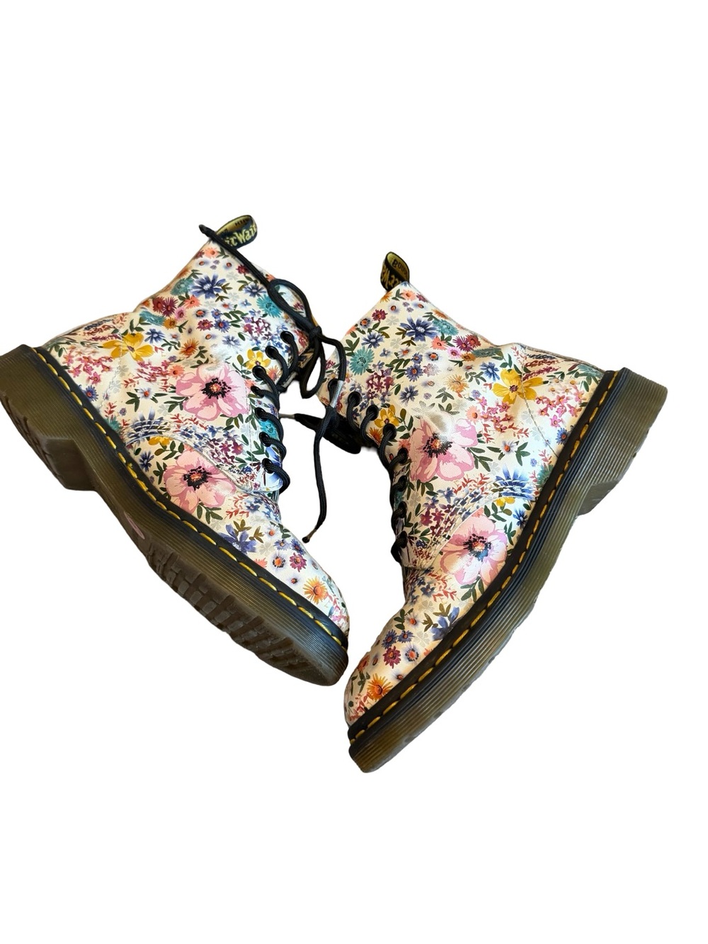Dr. Martens Pascal Wanderlust Lace-Up Boots Bone Colorful Floral Size 9 Women's - Picture 7 of 11